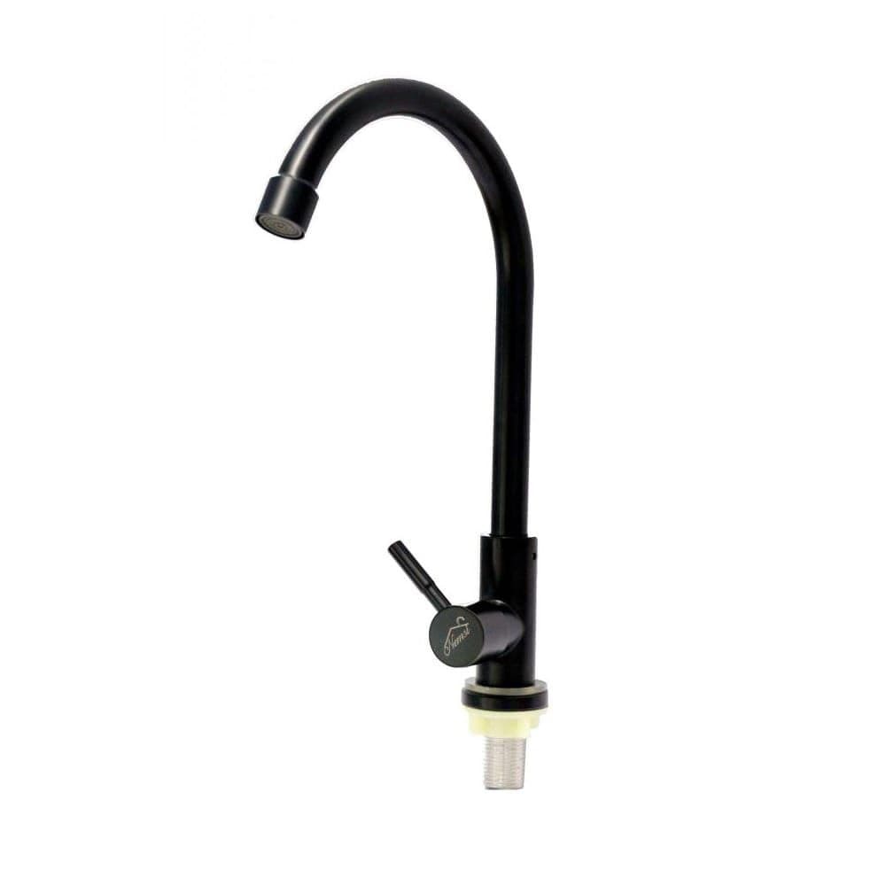 Black Long Neck Pillar Tap for Kitchen Sink - Modern Style and Function