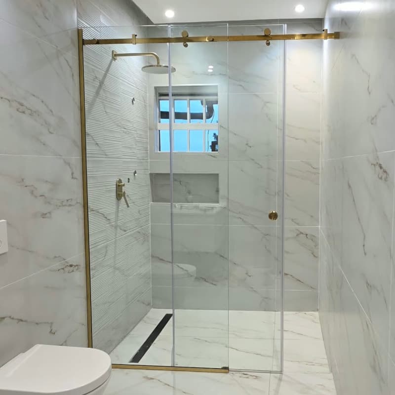 Sliding Bathroom Glass Cubicle - Gold Frame | Nairobi